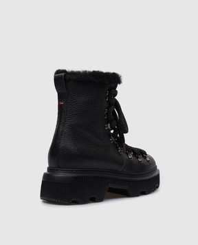 Santoni Черные кожаные ботинки на меху WBCI61037NERPABL