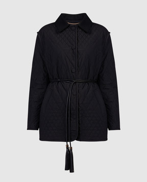 Agnona Черная стеганная куртка с кожаным поясом TH0702YU6011