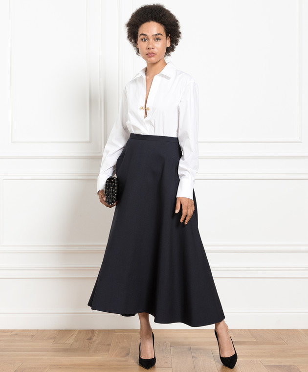 Valentino Blue Wool and Silk Crepe Couture Skirt 3B3RAA701CF image 2