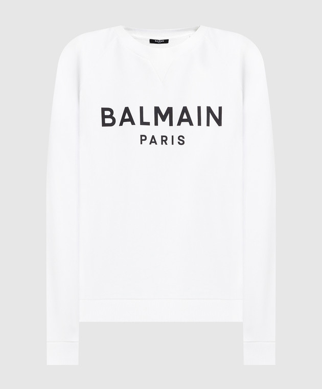 Balmain White sweatshirt with contrasting logo print AH1JQ005BB65