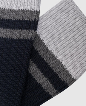 Brunello Cucinelli Сині шкарпетки в рубчик зі смужками MCS93551