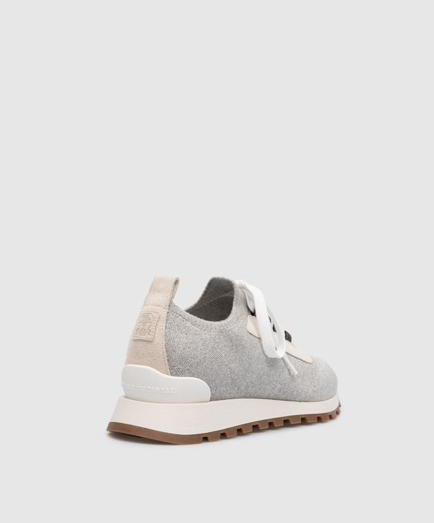 Brunello Cucinelli Серые кроссовки с цепочкой мониль MZ35G2490 изображение 3