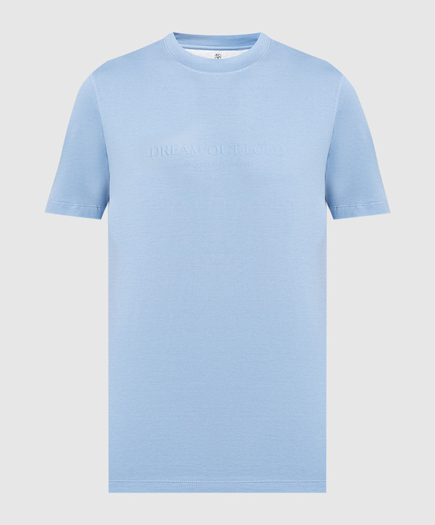 Brunello Cucinelli Блакитна футболка з принтом Dream out loud M0T618441