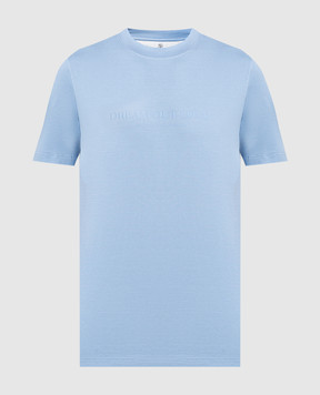 Brunello Cucinelli Голубая футболка с принтом Dream out loud M0T618441