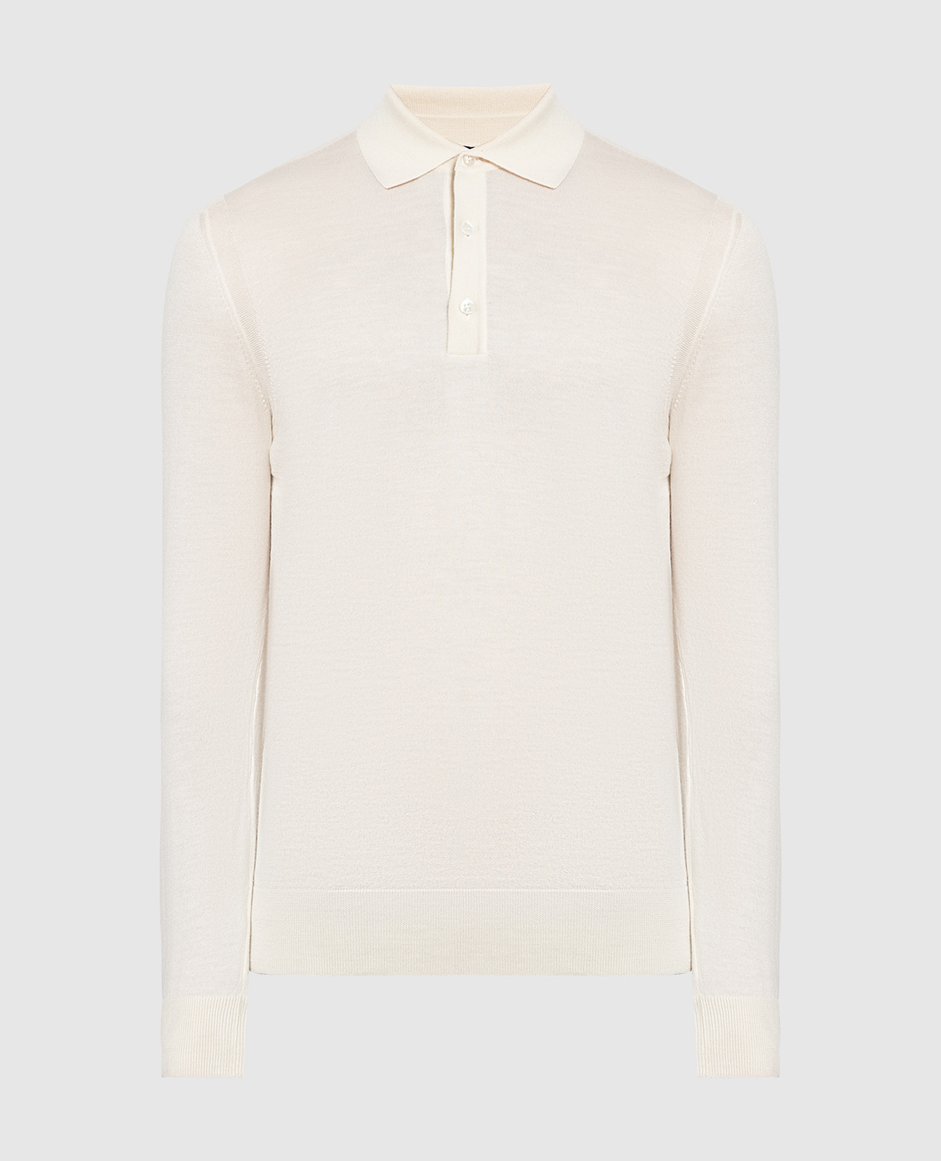 Beige cashmere and silk polo shirt