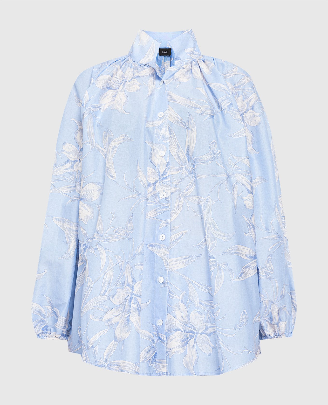 Голубая блуза в цветочный принт