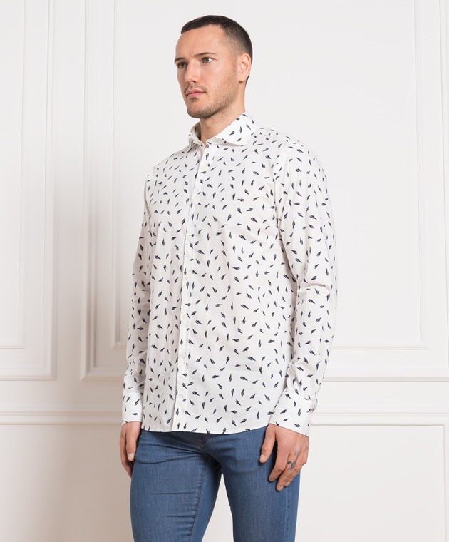 Canali White shirt with contrasting print GL02882L7B1 изображение 3