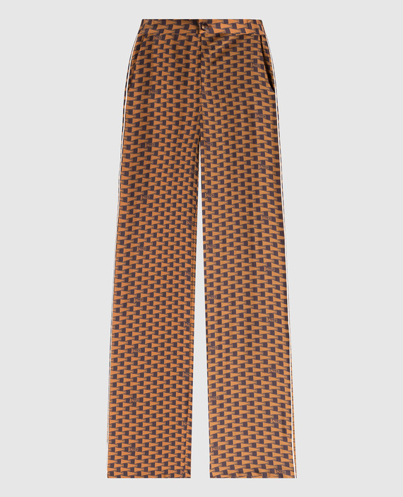 High rise brown silk trousers