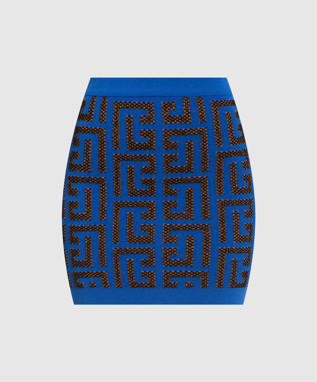Balmain Blue skirt with a monogram pattern AF1LB005KD62