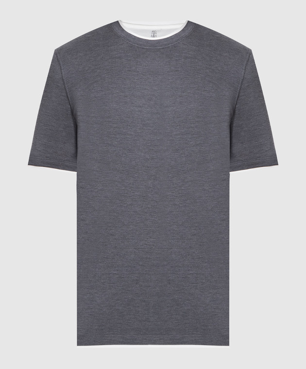 Brunello Cucinelli Gray t-shirt with layering effect MTS377427