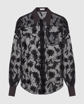 Brunello Cucinelli Шелковая блуза с вышивкой MF940MW706