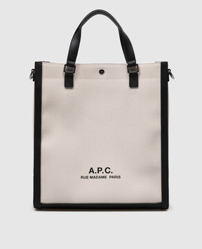 A.P.C Бежева комбінована сумка-тоут Camille з принтом логотипа COEYOM61772
