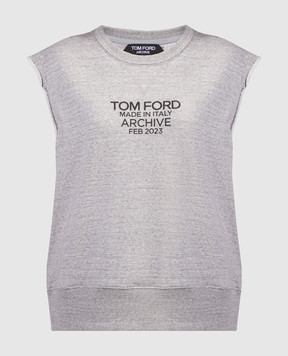 Tom Ford Серый жилет с принтом логотипа FLJ056FAX769