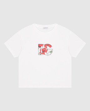 Dolce&Gabbana Дитяча біла футболка Happy Garden з принтом логотипу DG L5JTJTG7G8A36