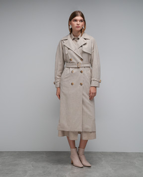 Max Mara Бежевое двубортное пальто Murena из шерсти и кашемира MURENA