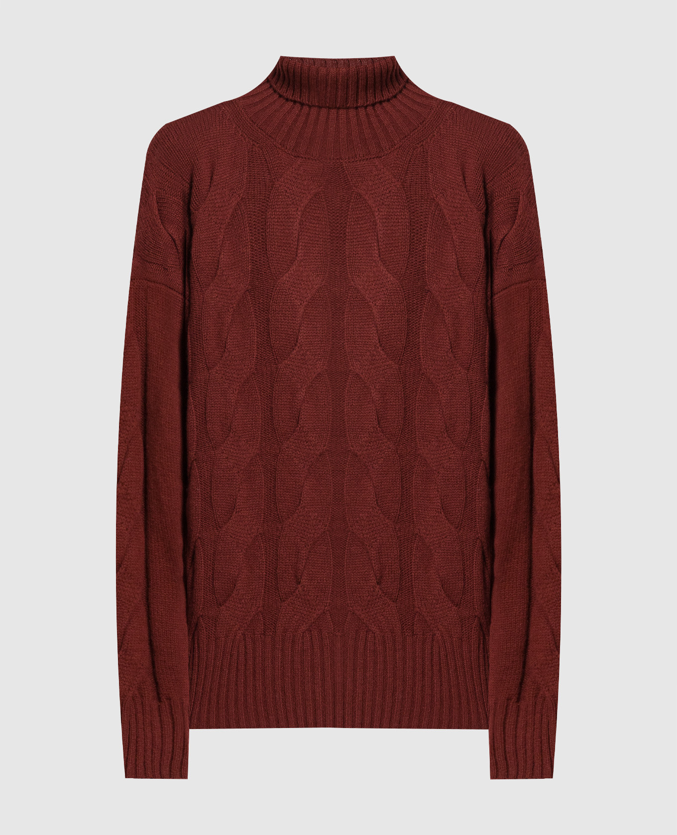 Burgundy sweater made of wool and cashmere with a textured pattern