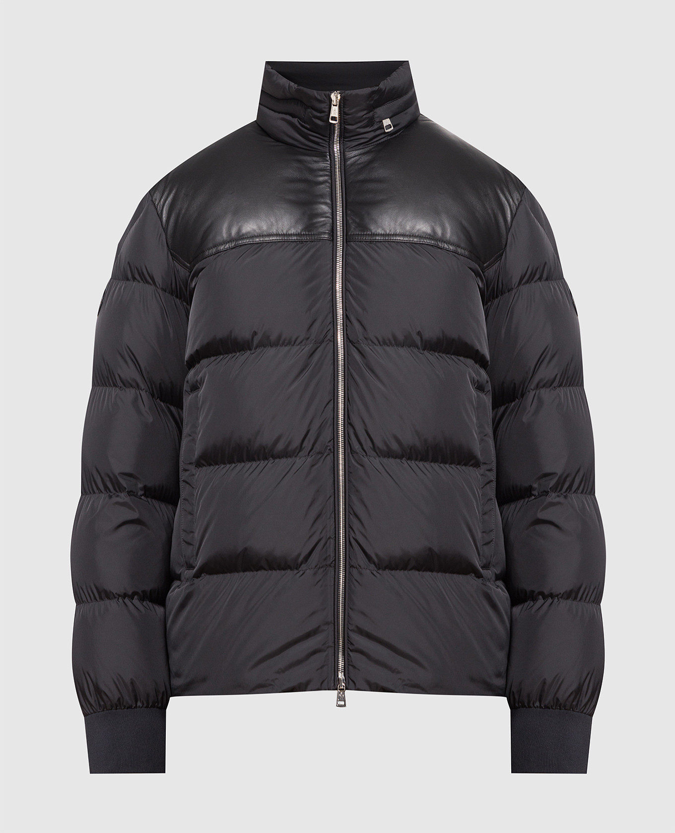 Черный пуховик Bugrane с кожаными вставками