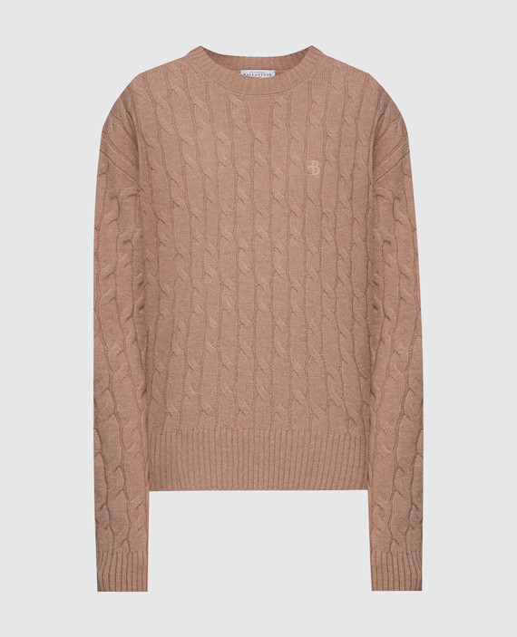 Brown sweater made of wool in a textured pattern
