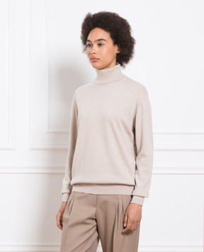 Brunello Cucinelli Бежевый гольф из кашемира с цепочкой мониль M12150103P