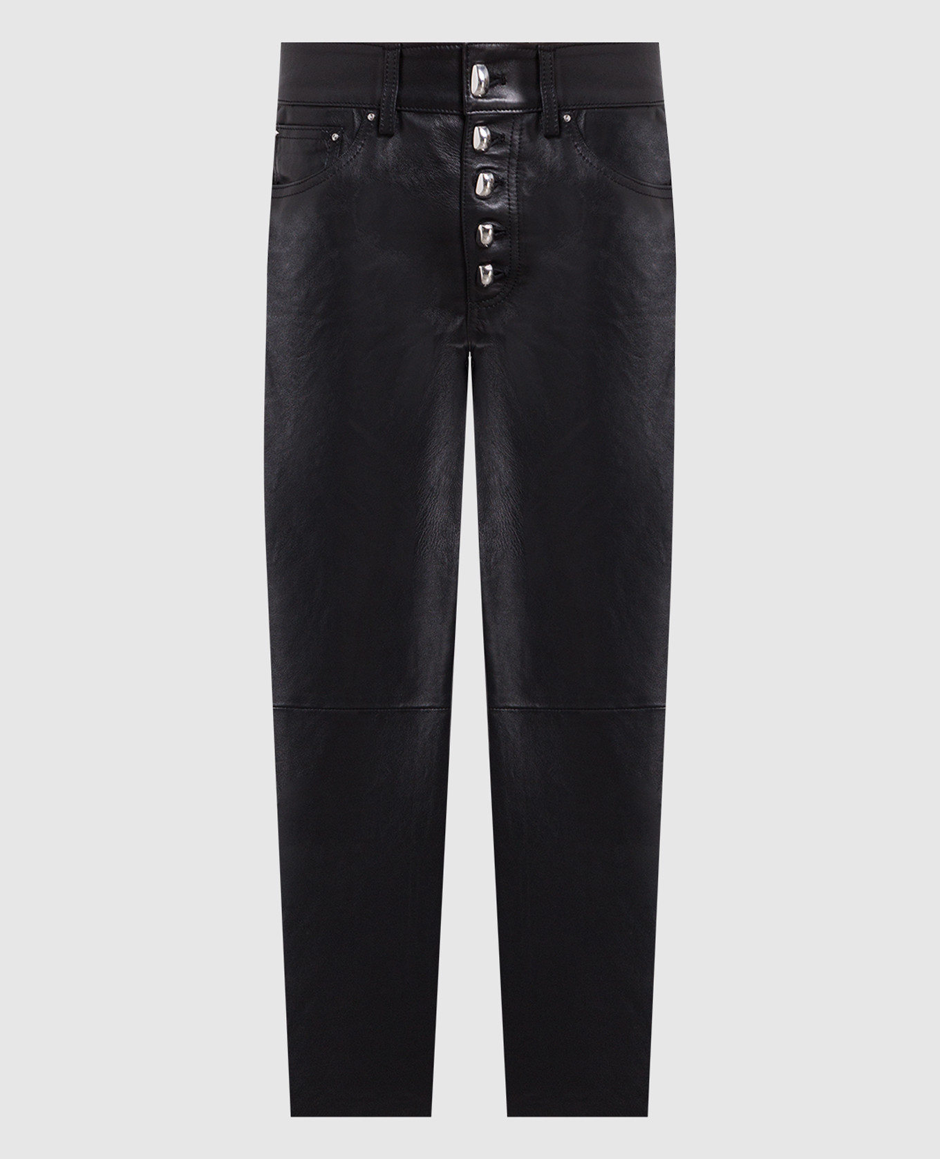 Black leather pants with logo patch