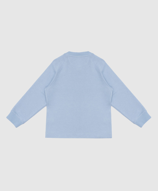 Brunello Cucinelli Children's blue sweatshirt with monogram logo embroidery B0T35E146A image 2