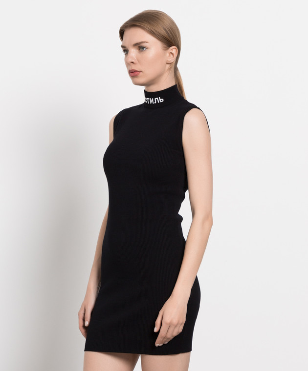 Heron Preston Чорна сукня в рубчик з контрастною вишивкою логотипу HWHI011S22KNI001 зображення 3