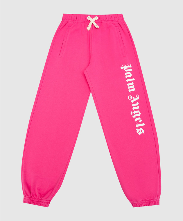 Palm Angels Baby pink joggers with logo print PGCH008C99FLE001