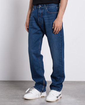 Off-White Сині джинси з ефектом потертості OMYA177F23DEN002
