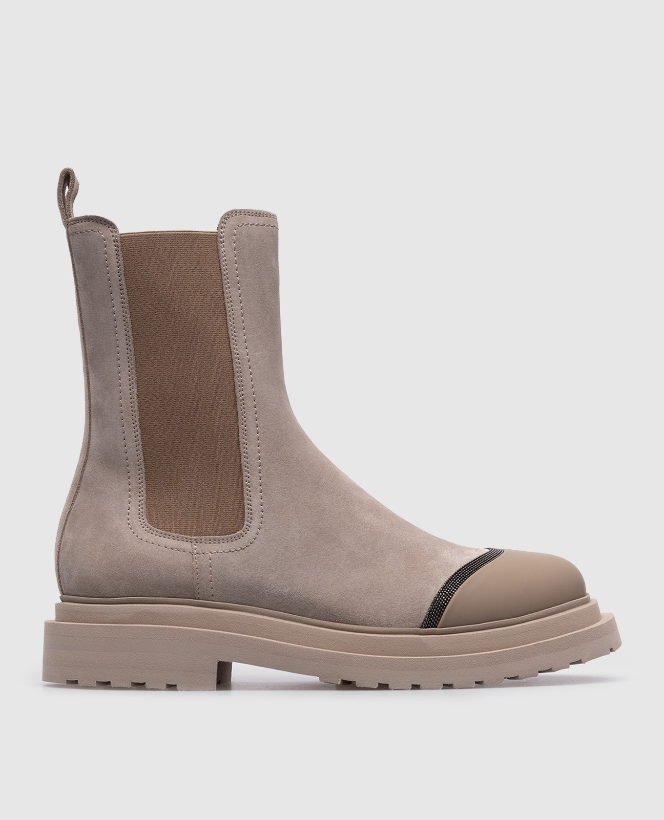 

Серые замшевые челси с цепочкой мониль, Серый, Ботинки