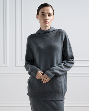Kiton Серые худи из кашемира с логотипом D54742200
