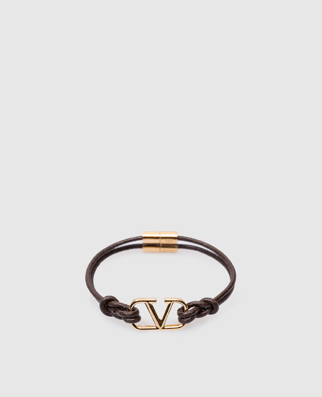 VLogo Signature Brown Leather Bracelet