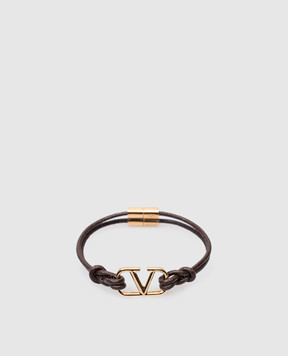 Valentino Коричневый кожаный браслет с логотипом VLogo Signature 4W2J0U26DJY