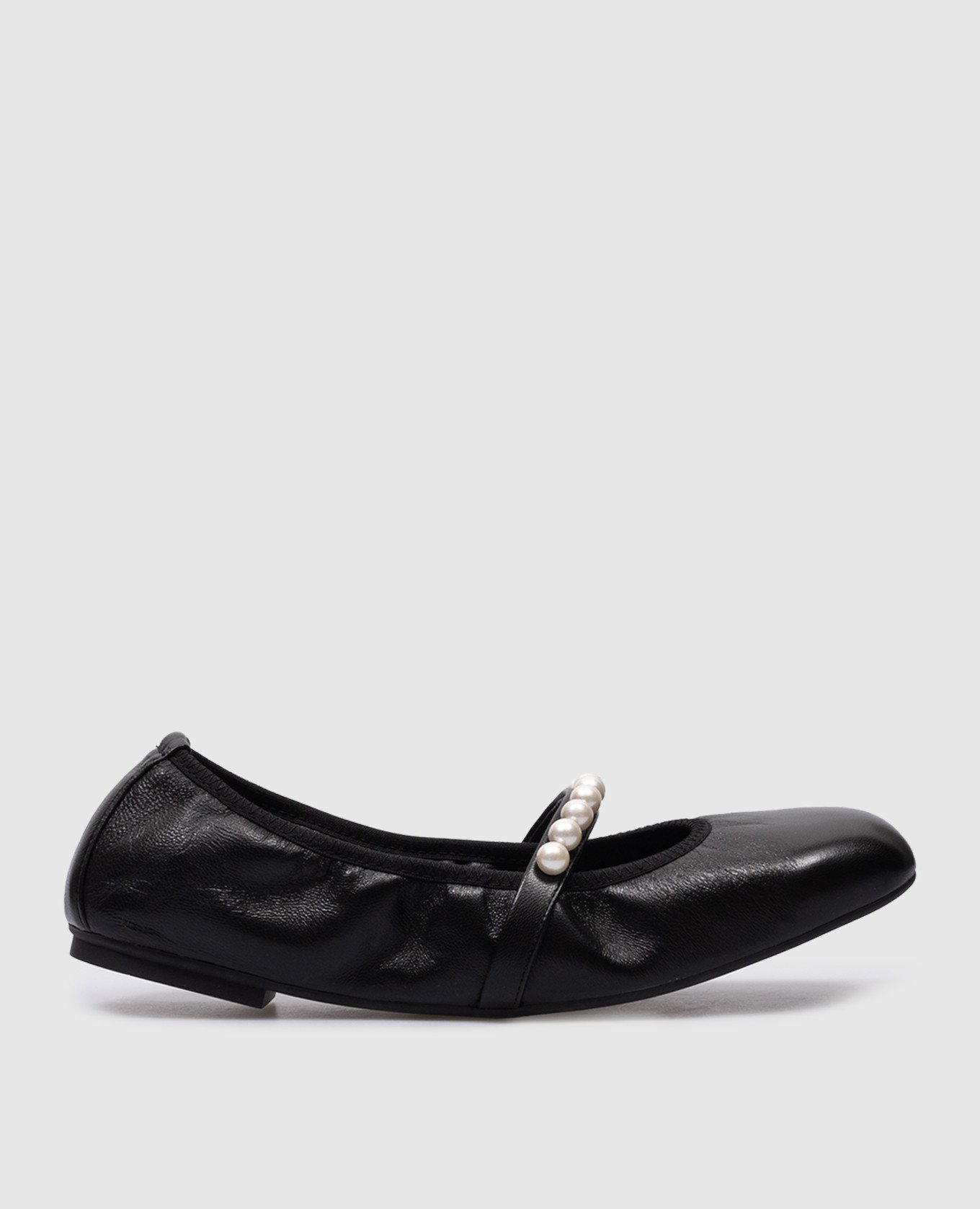 Goldie beaded black leather ballet flats