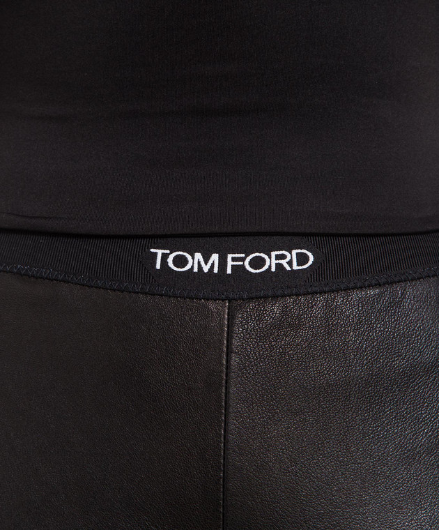 Tom Ford Black leather leggings with logo PAL718LEX224 image 5