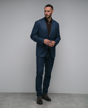 Stefano Ricci Синий блейзер с шелком и кашемиром. M1RMM22T05KC001M