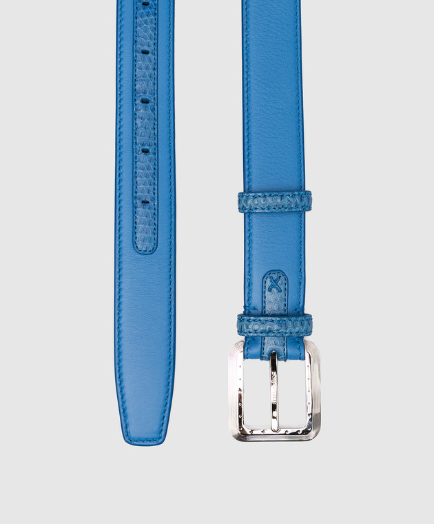 Stefano Ricci Baby blue leather belt with logo Y301VHVRLA302P image 2