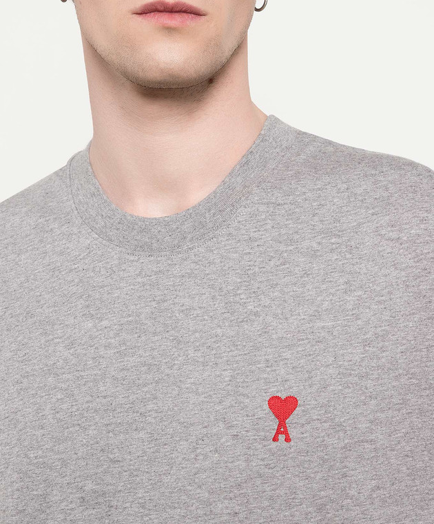 Ami Paris Серая футболка с логотипом BFUTS001724 изображение 5