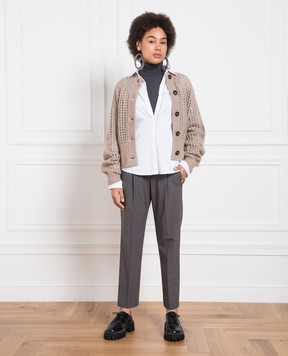 Brunello Cucinelli Серые брюки с шерстью с цепочкой мониль MPW07P7811