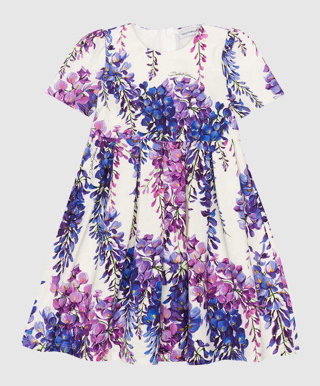 Dolce&Gabbana Children's dress with Wisteria print L5JD4CFSGZ7