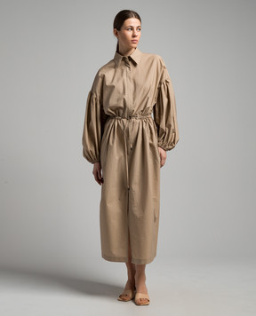 Brunello Cucinelli Бежевое платье миди с цепочкой мониль M0F79A5174