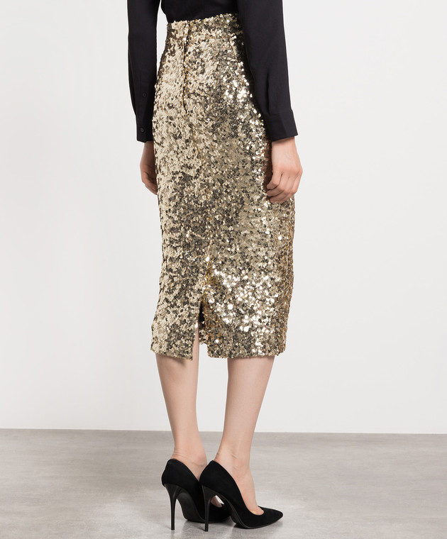 Dolce&Gabbana Golden skirt with sequins F4BS1THLMZM image 4