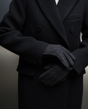 Sermoneta Gloves Черные замшевые перчатки на меху N99