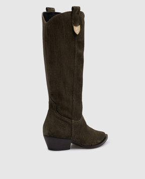 Babe Pay Pls Замшеві козаки кольору хакі Dallas з металевими деталями DALLASVELOURACCESSORI