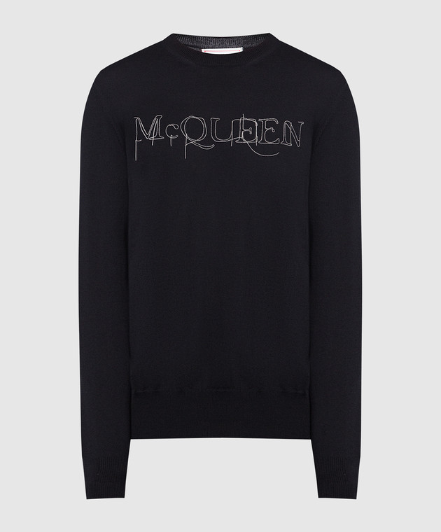 Alexander McQueen Black wool jumper with logo 752042Q1XHN