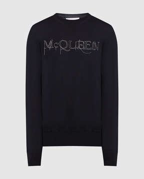 Alexander McQueen Черный джемпер из шерсти с логотипом 752042Q1XHN
