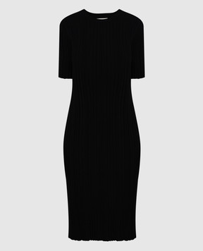 Lou Lou Studio Черное платье Elea с шелком в рубчик ELEA