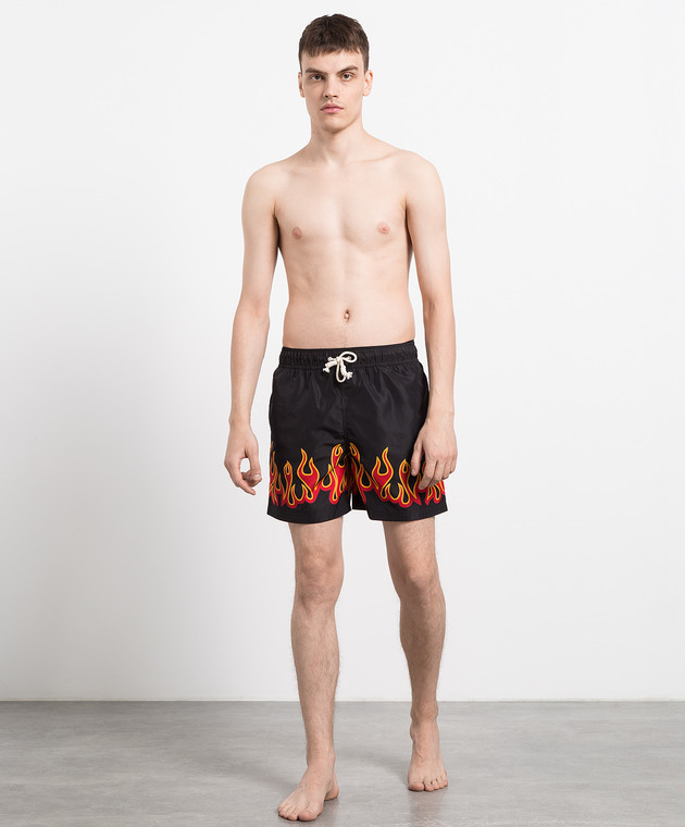 PALM ANGELS, Black Men's Swim Shorts