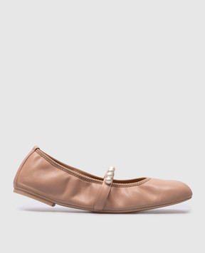 Stuart Weitzman Розовые кожаные балетки Goldie с бусинами SF896