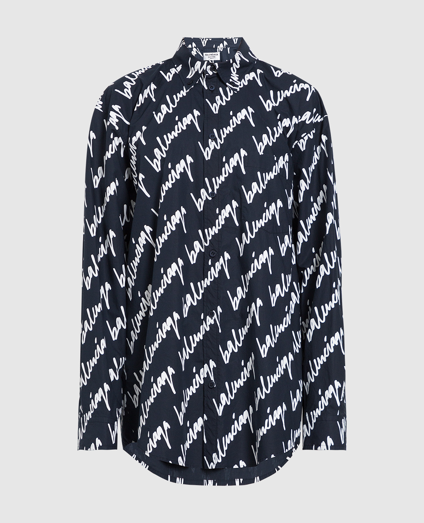 

Темно-синяя блуза с контрастным принтом, Тёмно-синий, Блузы