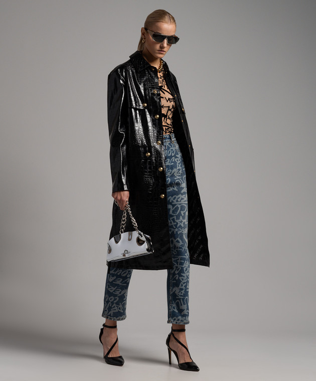 Gianni Versace ダブルブレストジャケット Versace Jeans Couture - Черный тренч с тиснением под кожу